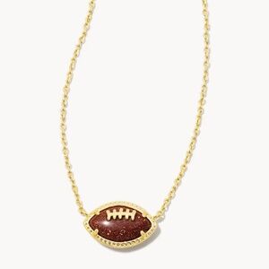 Kendra Scott Football Gold Short Pendant Necklace in Orange Goldstone